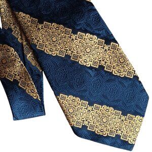 Vintage 70's McDonalds Men's Neck Tie Gold Royal Pattern - Elegant 4" wide 54"
